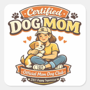 Autocollant Mignon Chien Club Maman Certifiée