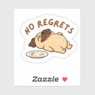 autocollant mignon de carlin drôle "Pas de regrets