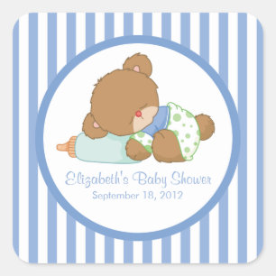 Autocollant mignon de carré de baby shower d'ours