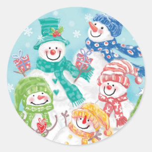 Autocollant mignon de Noël de bonhomme de neige