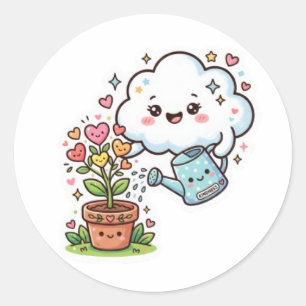 Autocollant Mignon Kawaii Plante Gentillesse Nuage
