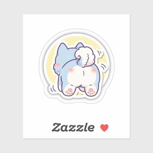 Autocollant Mignon Kawaii Queue de Chien Drôle de  (Feuille)