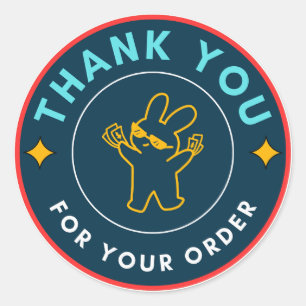 Autocollant Mignon Lapin Merci pour Votre Commande
