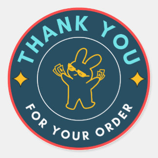 Autocollant Mignon Lapin Merci pour Votre Commande