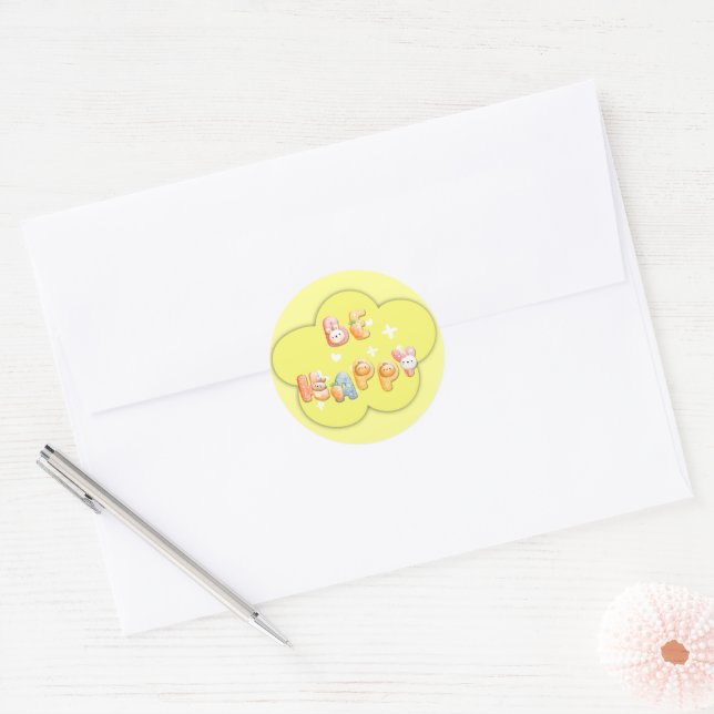 Autocollant mignon | Soyez heureux (Enveloppe)