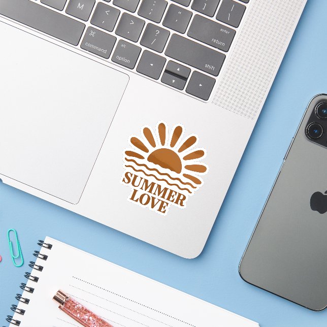 Autocollant minimaliste Amour d'été (Ordinateur portable avec iPhone)