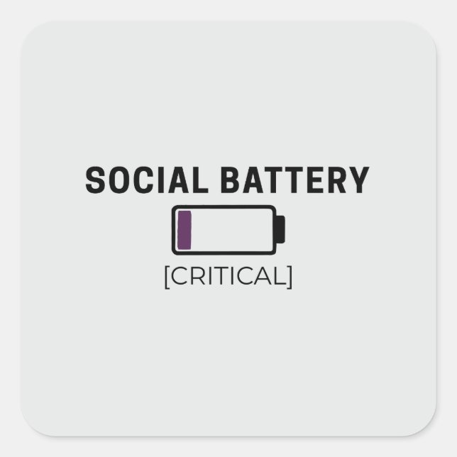 Autocollant Minimaliste Batterie Sociale Faible (Devant)