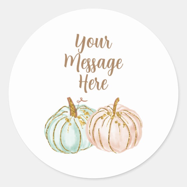 Autocollant Mint and Peach Pumpkin Votre message i (Devant)