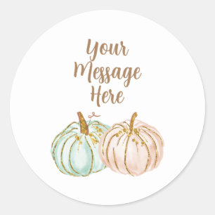 Autocollant Mint and Peach Pumpkin Votre message i