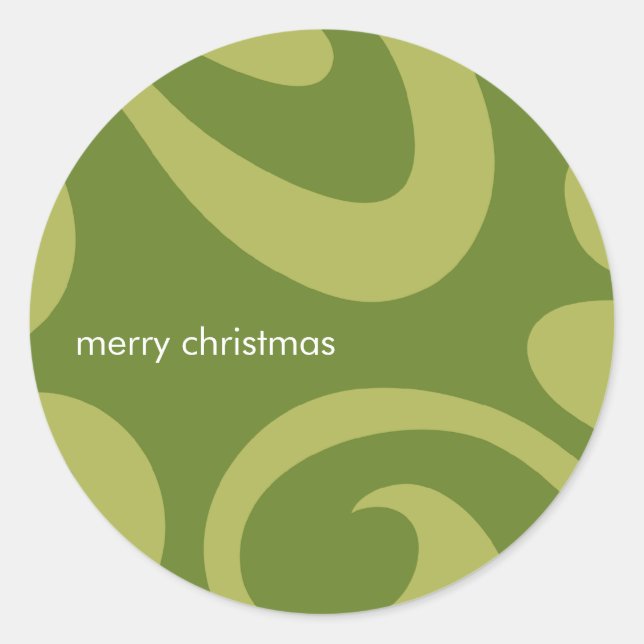 Autocollant moderne à swirl de Noël - Vert (Devant)