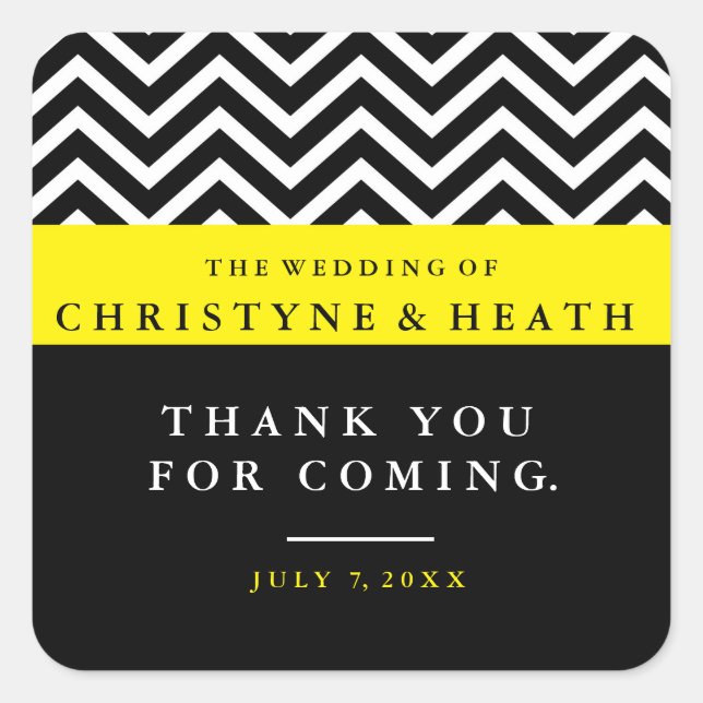 Autocollant moderne Chevron Noir Jaune élégant Fav (Devant)