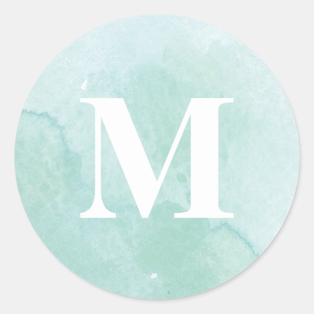 Autocollant mol de monogramme d'aquarelle d'aqua (Devant)