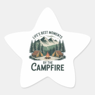 Autocollant Moments au feu de camp | Tente de camp