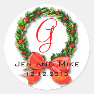 Autocollant Monogram G Mariage de Noël personnalis