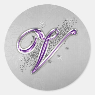 Autocollant Monogram V pour Parties scintillant vi