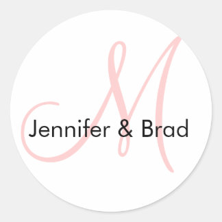 Autocollant Monogramme blanc rose mariage