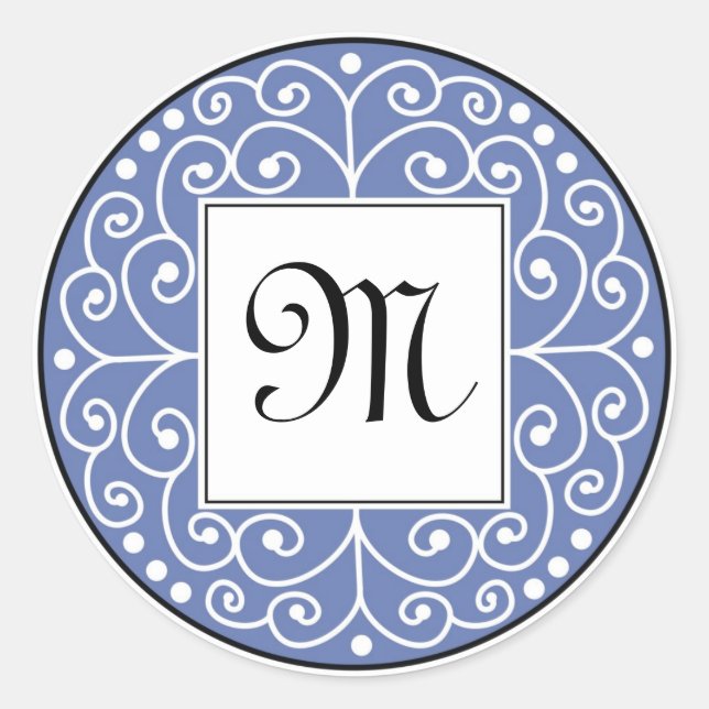 Autocollant Monogramme Bleu Et Noir (Devant)
