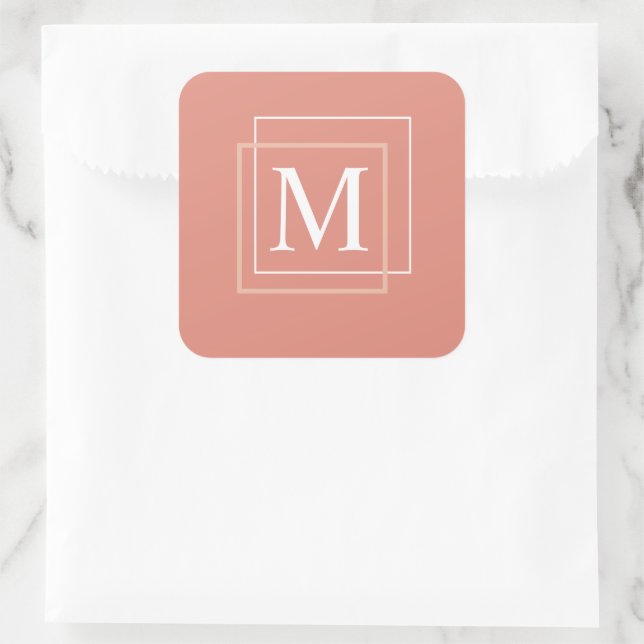 Autocollant Monogramme Corail Pastel Moderne (Sac)
