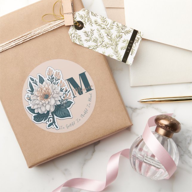 Autocollant monogramme couleur pastel (Cadeaux)