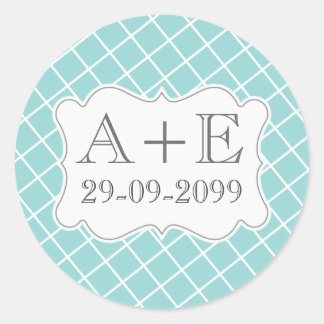 Autocollant monogramme de mariage vintage à rayure
