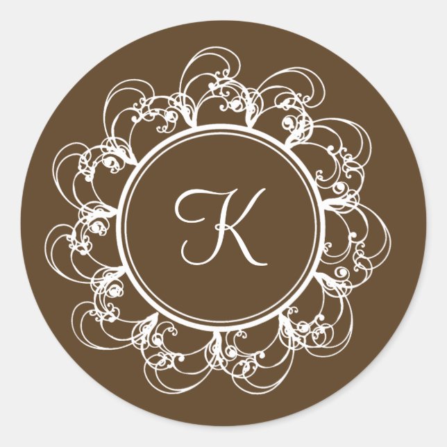 Autocollant monogramme élégant (chocolat) (Devant)