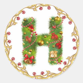 autocollant monogramme H initial de noël