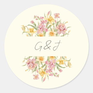 Autocollant monogramme jonquille du jardin florais