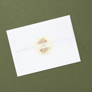 Autocollant monogramme jonquille du jardin florais