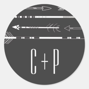 Autocollant Monogramme Mariage des Flèches tribale