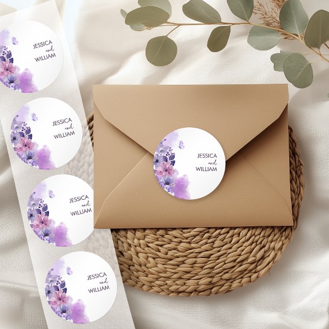 Autocollant Monogramme Mariage Papillon Violet (Créateur téléchargé)