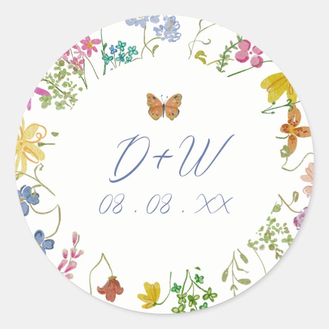 Autocollant Monogrammé Papillon Fleur Sauvage Fant (Devant)