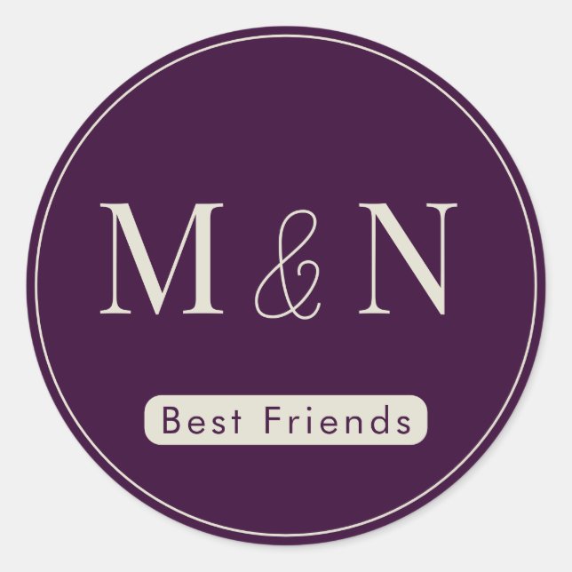 Autocollant monogramme violet blanc des meilleurs  (Devant)