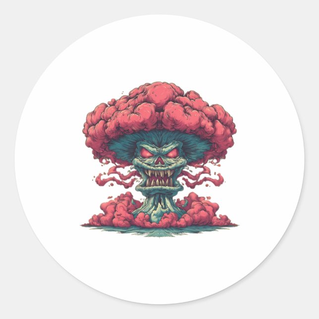 Autocollant Monstre Nuage Champignon Rouge (Devant)