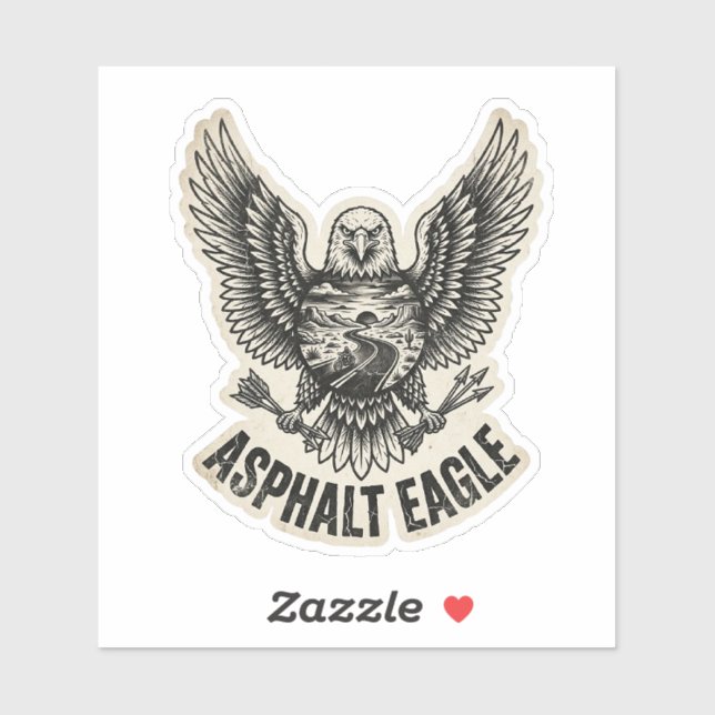 Autocollant motard Asphalt Eagle Desert Road (Feuille)