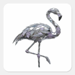 Autocollant motif FLAMINGO argent frais
