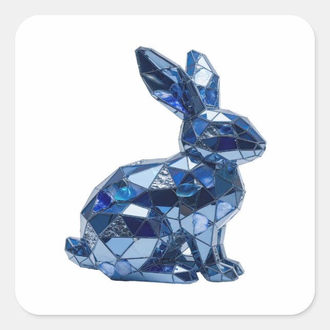 Autocollant motif "LAPIN BLEU" argent décollable (Devant)