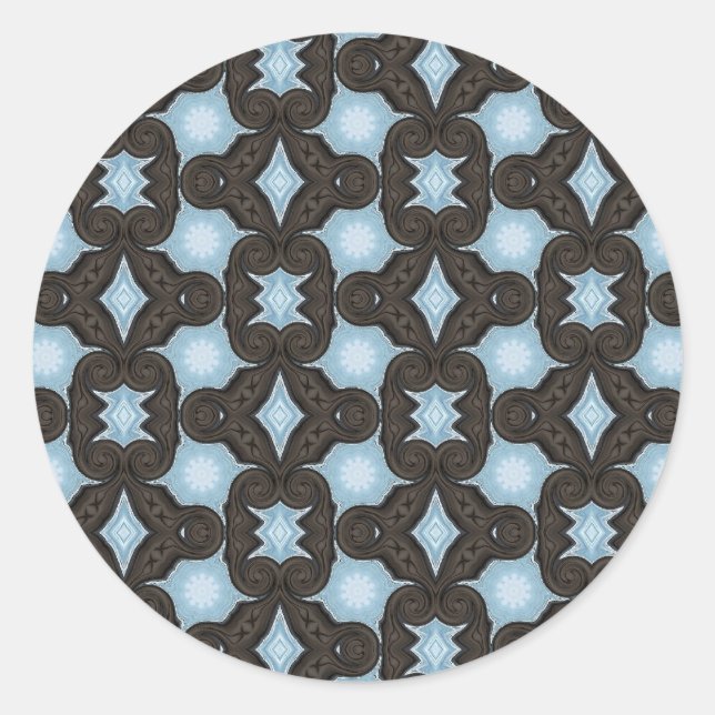autocollant motif marron et bleu (Devant)