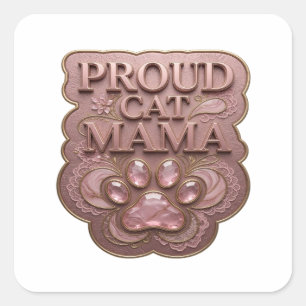 Autocollant motif Trendy Gold PROUD CAT MAMA