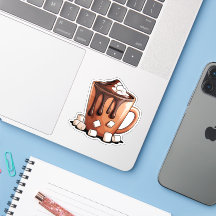 Autocollant Mug Rêve de Chocolat Chaud Volcan