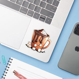 Autocollant Mug Rêve de Chocolat Chaud Volcan