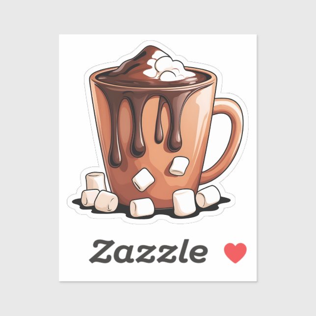 Autocollant Mug Rêve de Chocolat Chaud Volcan (Feuille)