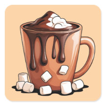 Autocollant Mug Rêve de Chocolat Chaud Volcan
