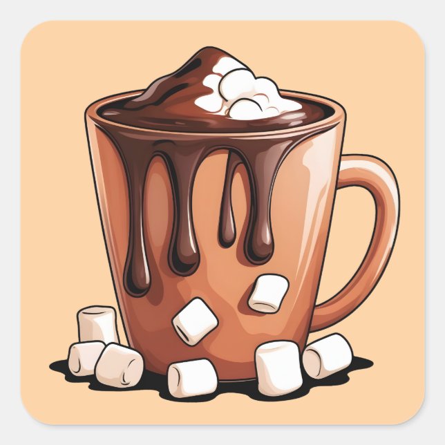 Autocollant Mug Rêve de Chocolat Chaud Volcan (Devant)