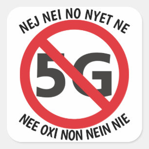 Autocollant multilingue Non à 5G