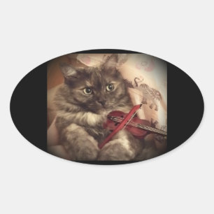 Autocollant musical de chat (OVALE) par RoseWrites