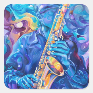 Autocollant musique et saxaphone