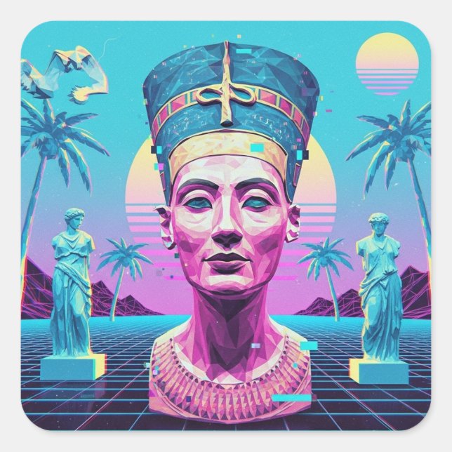 Autocollant Nefertiti Premium Vaporwave (Devant)