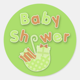 Autocollant neutre de vert de baby shower