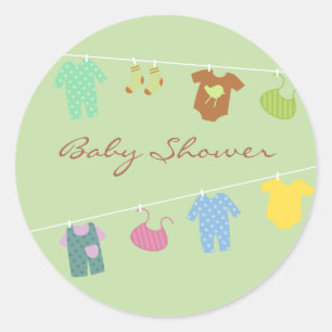 Autocollant neutre de vert de baby shower
