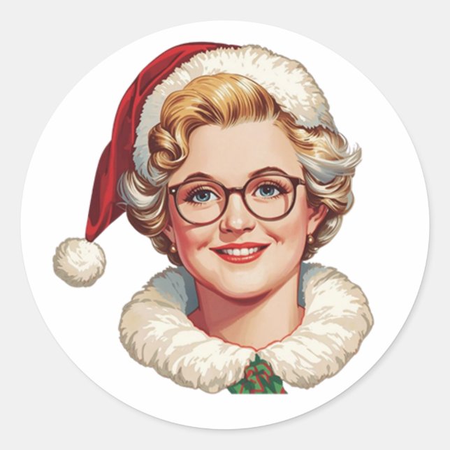 Autocollant Noël Mme Claus Rétro (Devant)